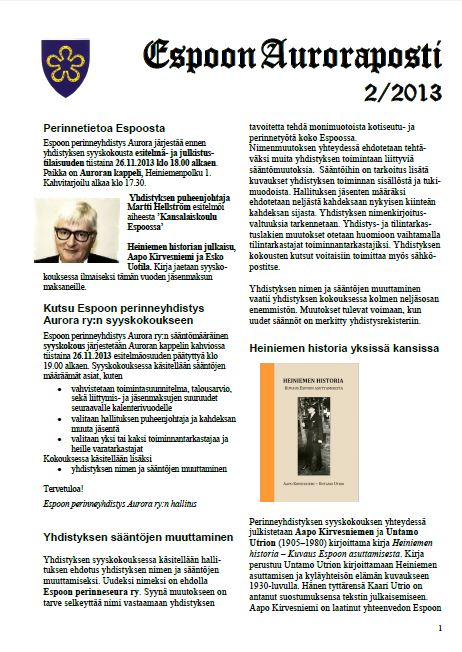 Espoon Auroraposti 2/2013